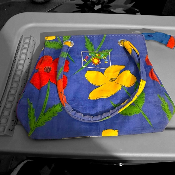 Puerto Vallarta canvas floral beach surf travel canvas tote bag. - Picture 4 of 5